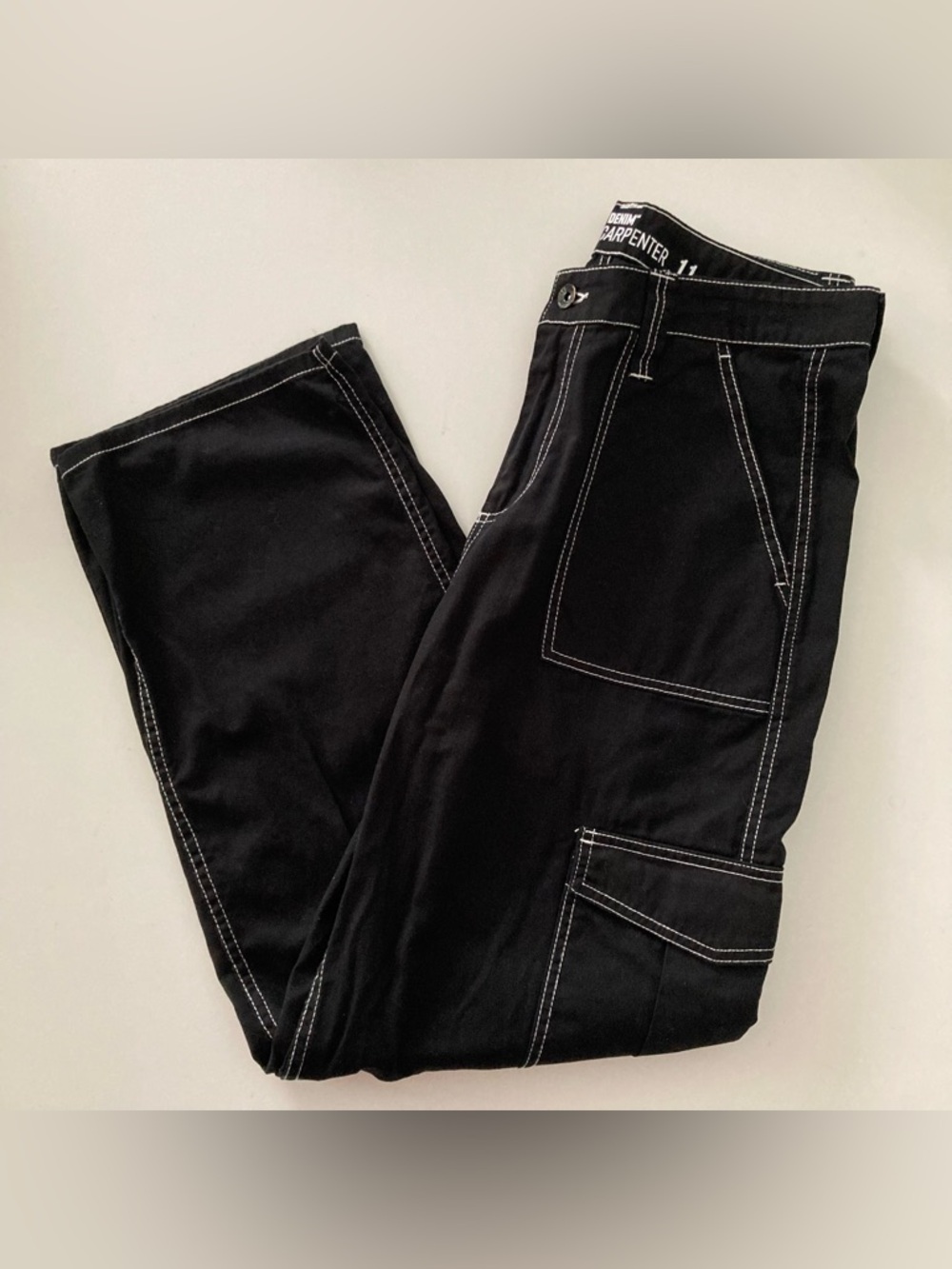Hot Topic Black & White Stitch Hi-Rise Carpenter Pants